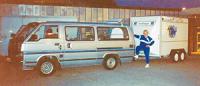 Ginny With the Good Old Toyota Van and Trailer